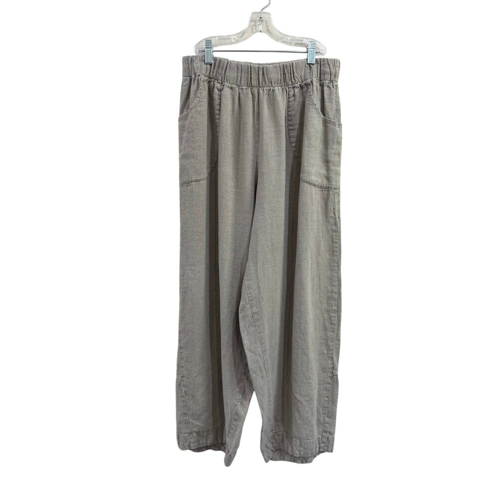 FLAX Linen Lantern Pants Balloon Crop Lagenlook Boho Pockets Medium